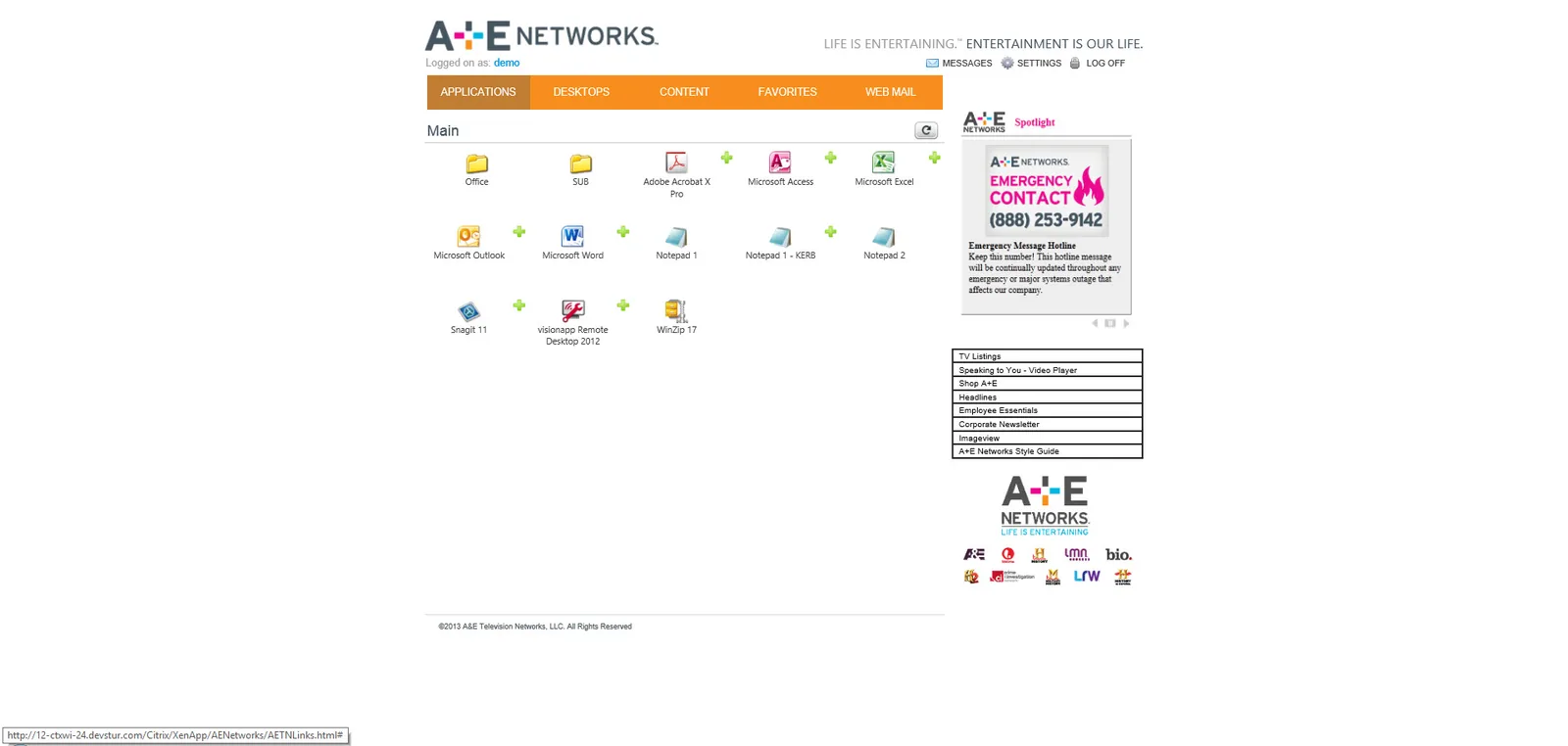 A+E Networks: Web Interface: Citrix Web Interface screenshot 2