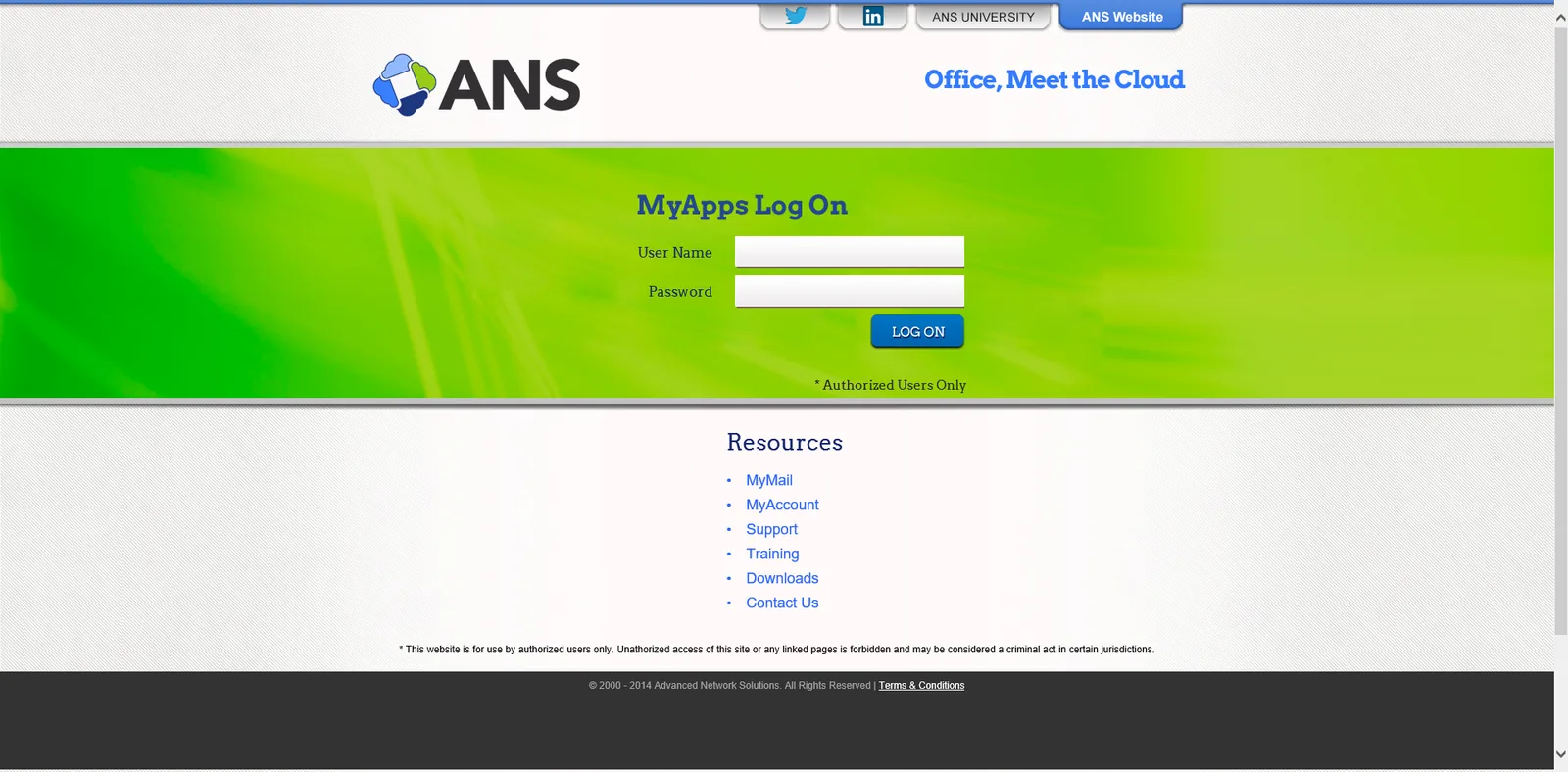 Advanced Network Solutions: NetScaler: Citrix NetScaler login page