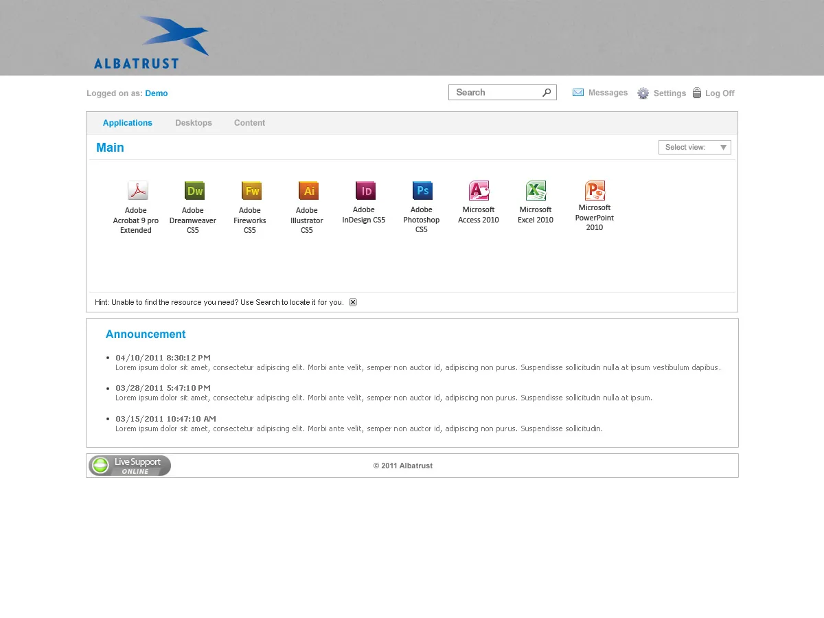 Albatrust: Web Interface: Citrix Web Interface screenshot 2