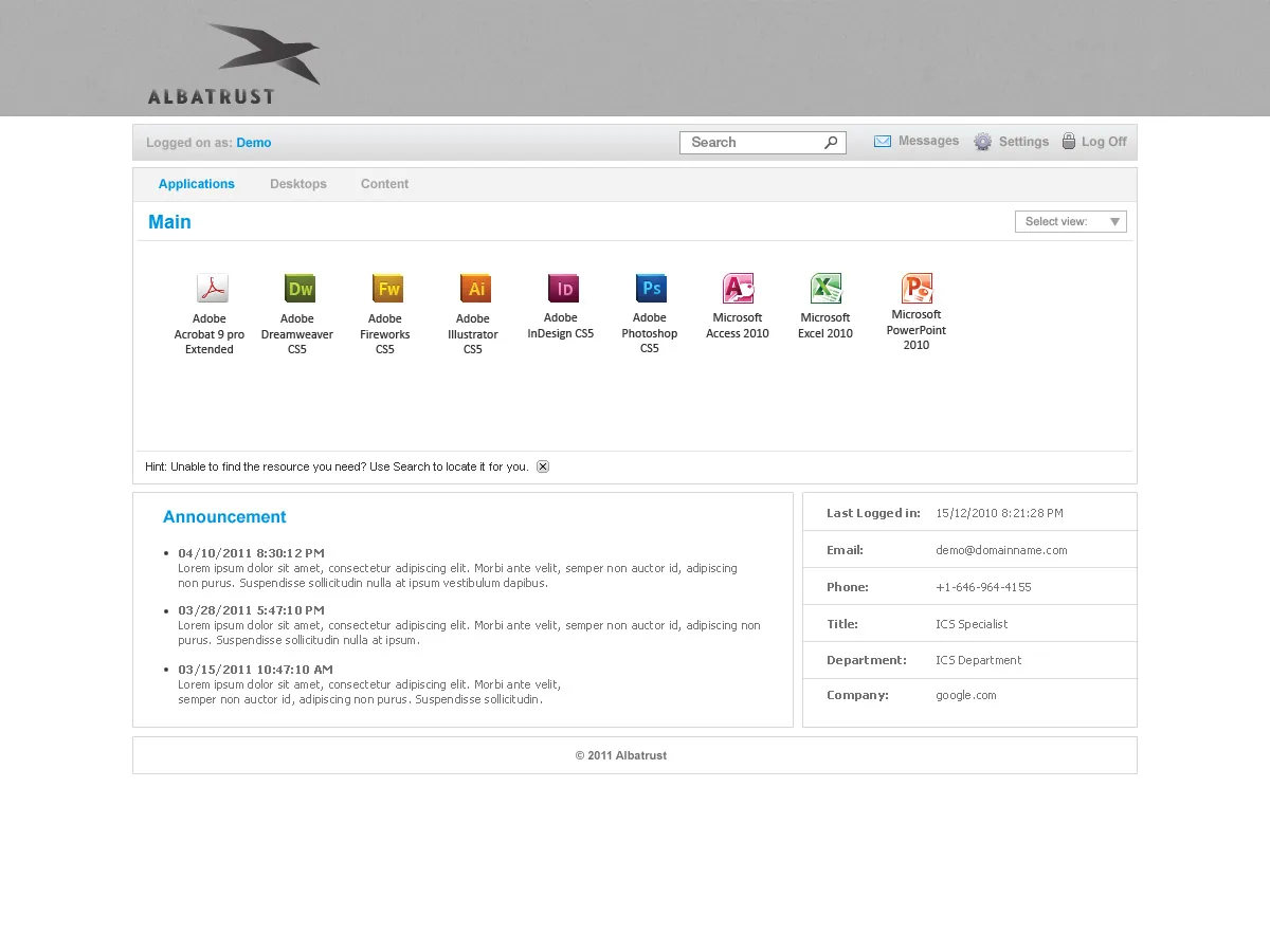Albatrust: Web Interface: Citrix Web Interface screenshot 4