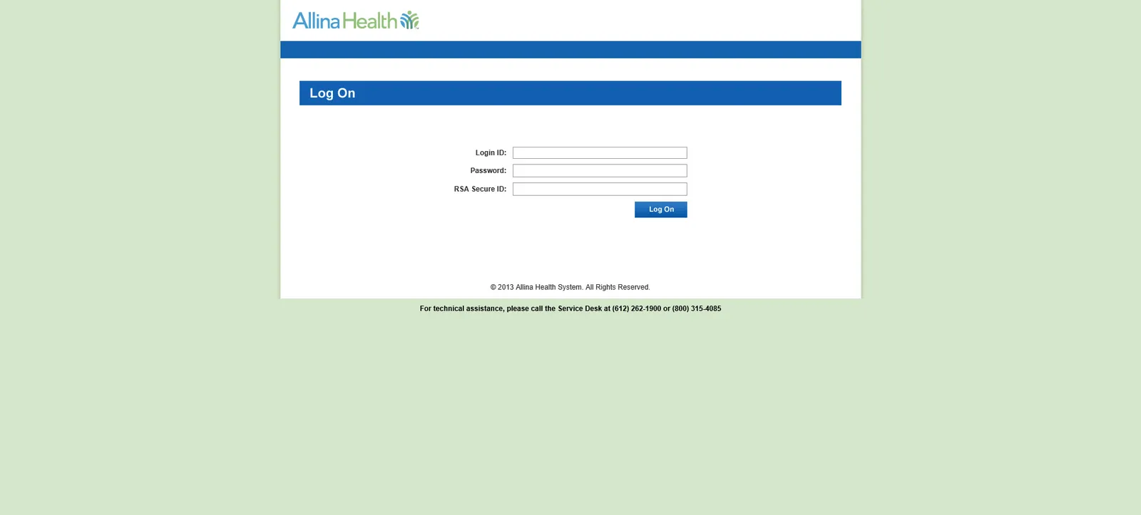 Allina: NetScaler: Citrix NetScaler login page