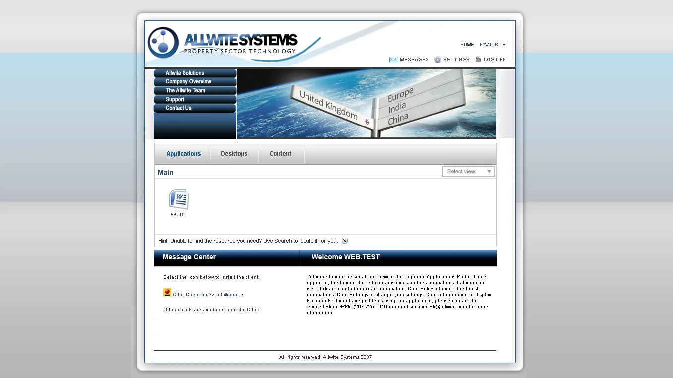 Allwite: Web Interface: Citrix Web Interface screenshot 2