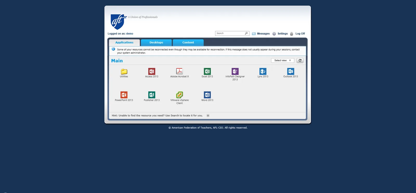 American Federation of Teachers: Web Interface: Citrix Web Interface screenshot 2