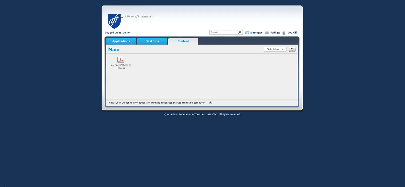American Federation of Teachers: Web Interface: Citrix Web Interface screenshot 4