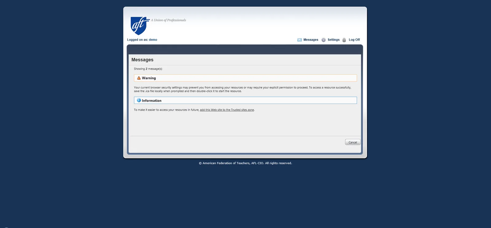 American Federation of Teachers: Web Interface: Citrix Web Interface screenshot 5