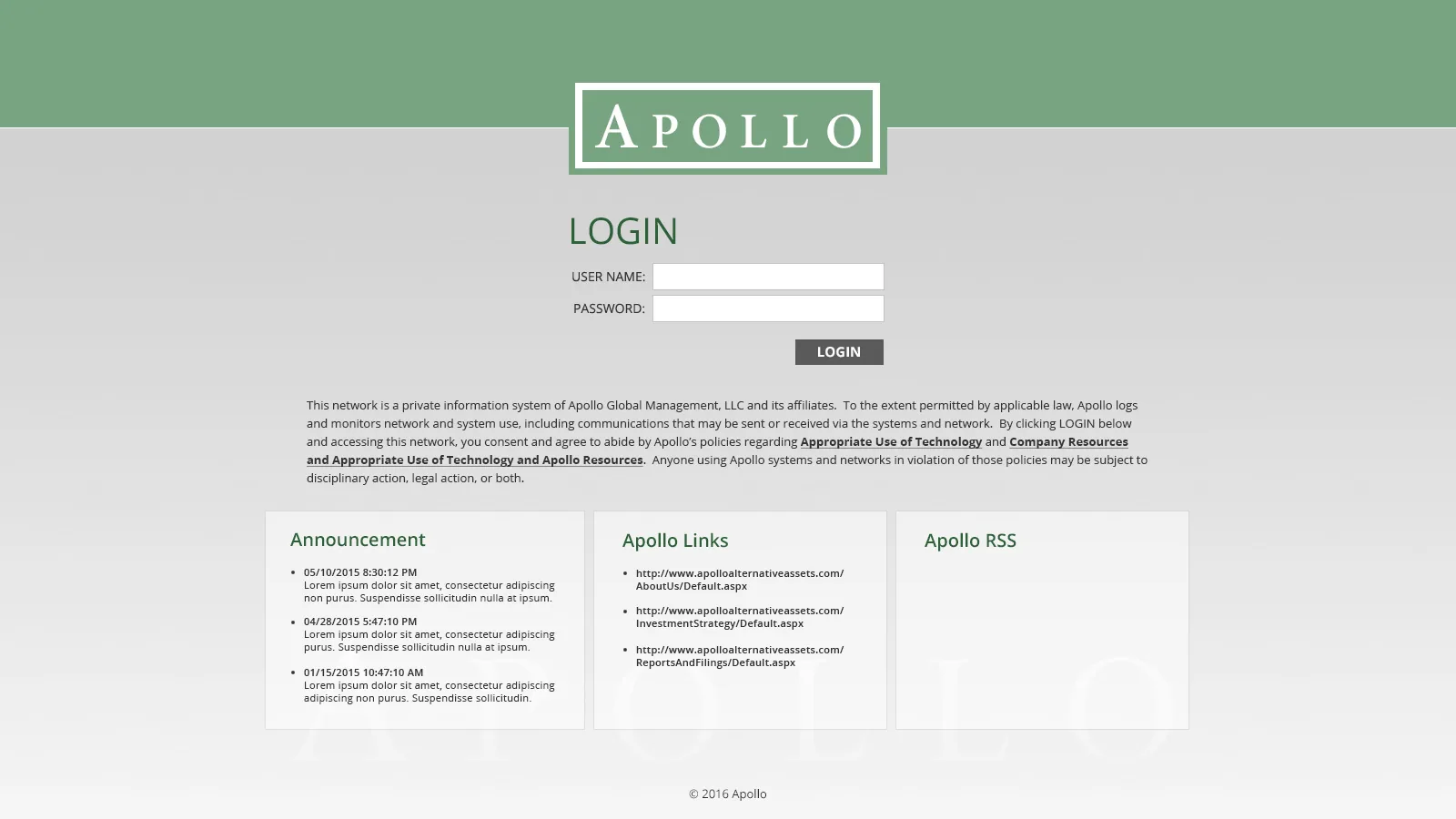Apollo: StoreFront: Citrix StoreFront login page