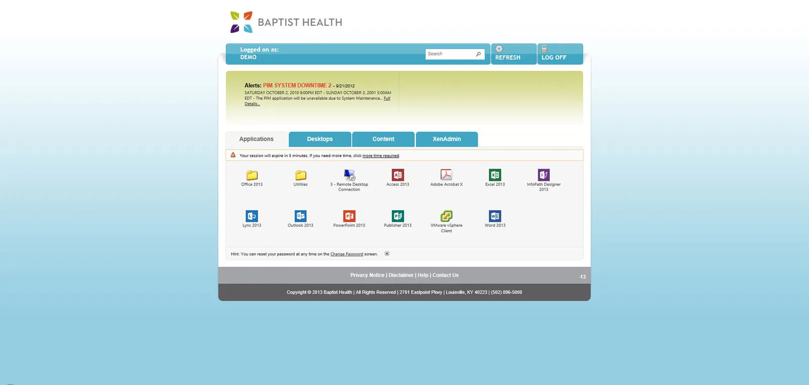 Baptist Health: Web Interface: Citrix Web Interface screenshot 2