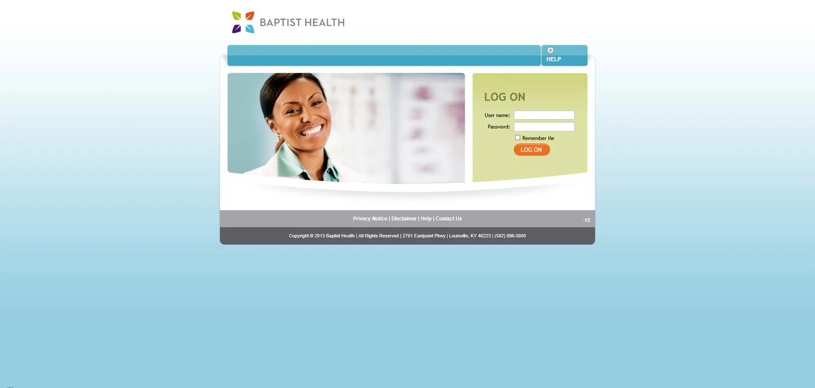 Baptist Health: Web Interface: Citrix Web Interface login page