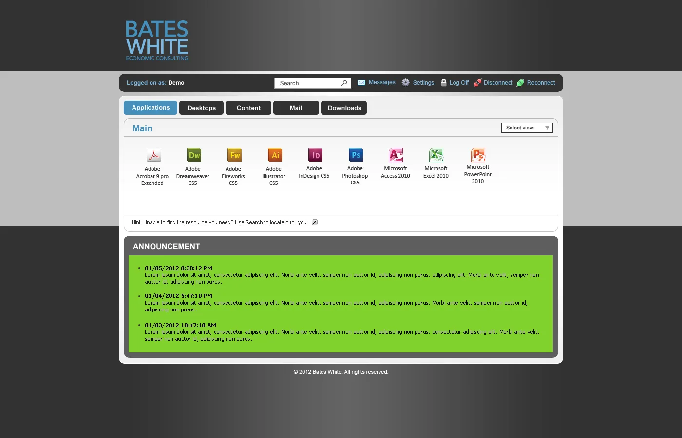Bates White: Web Interface: Citrix Web Interface screenshot 2