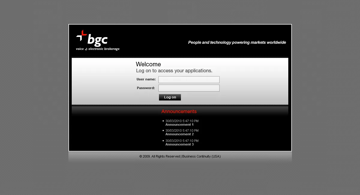 BGC: Web Interface: Citrix Web Interface login page