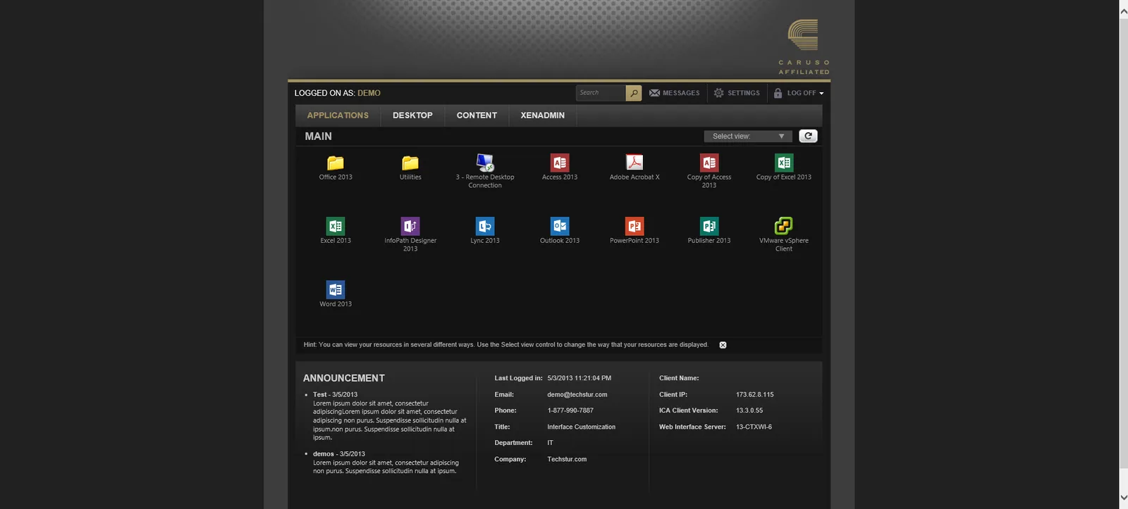 Caruso Affiliated: Web Interface: Citrix Web Interface screenshot 3