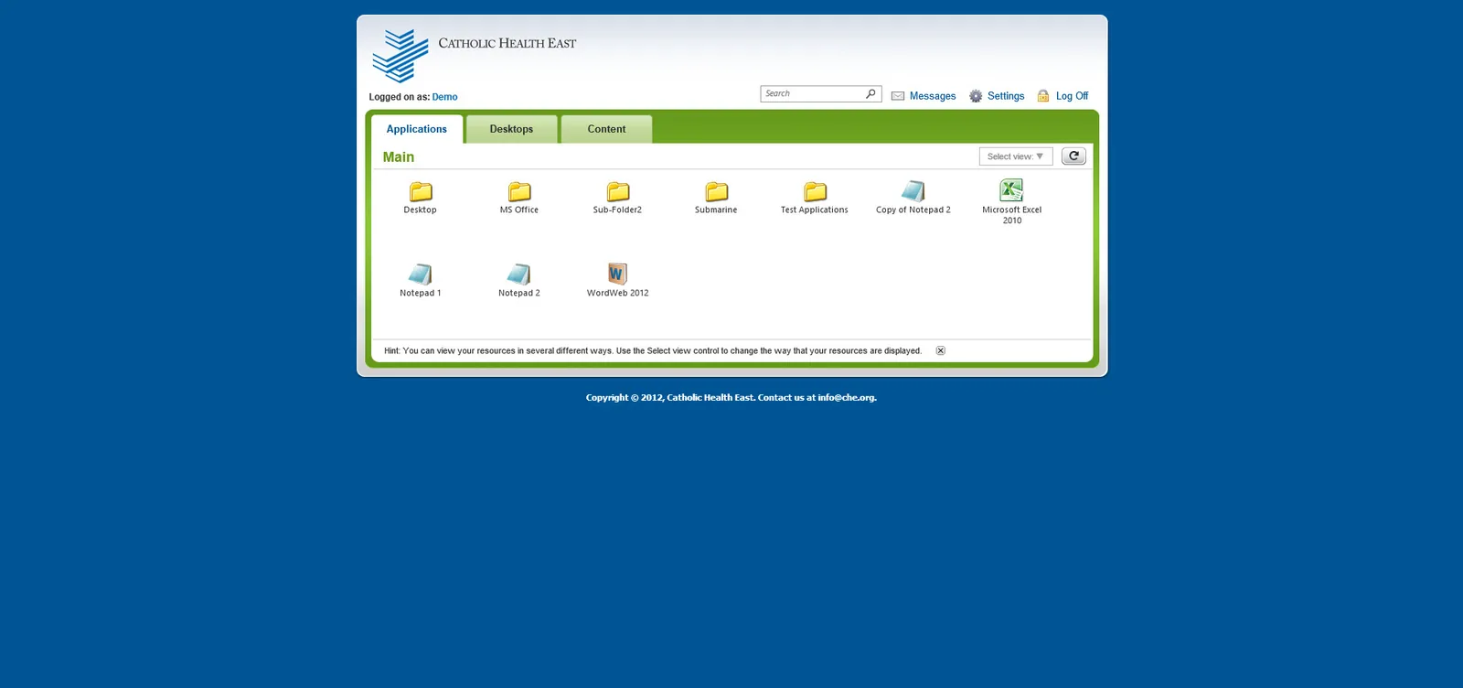 Catholic Health East: Web Interface: Citrix Web Interface screenshot 2