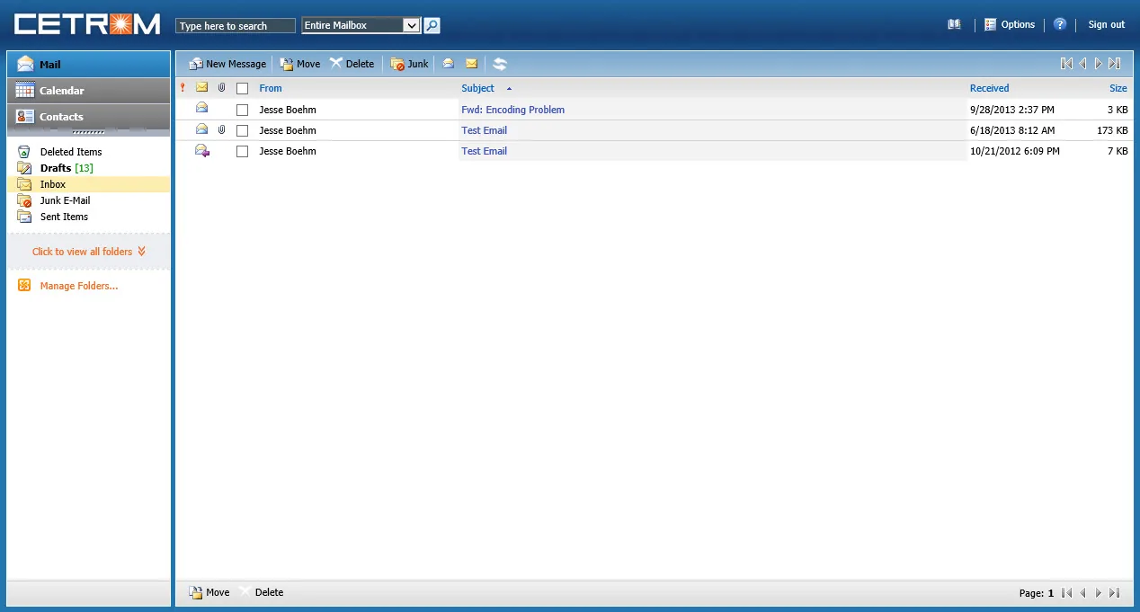 Cetrom: OWA: Microsoft OWA screenshot 2