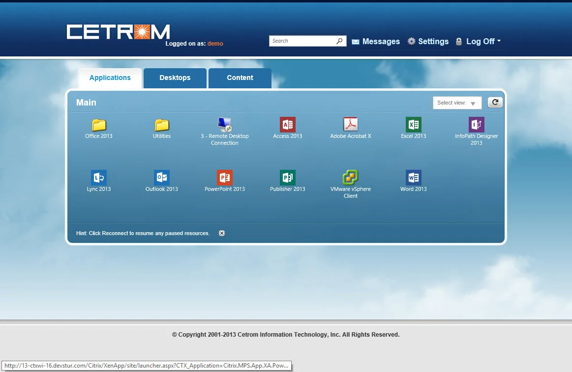 Cetrom: Web Interface: Citrix Web Interface screenshot 2