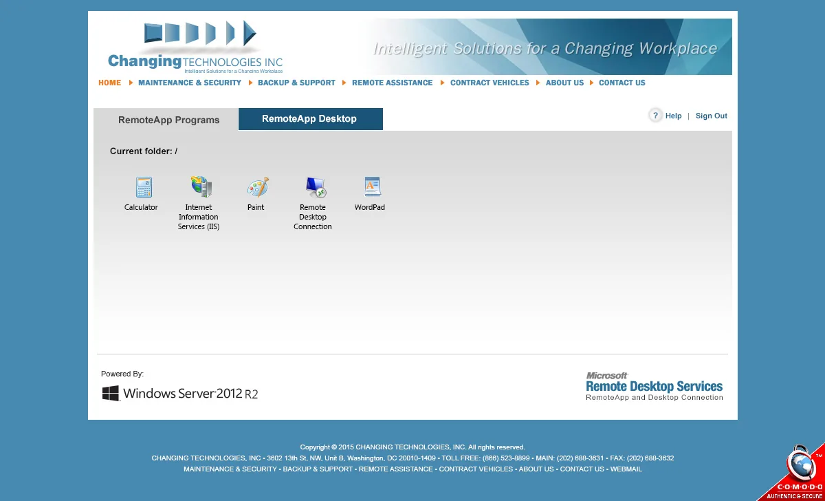 Changing Technologies: RD Web: Microsoft RD Web screenshot 3