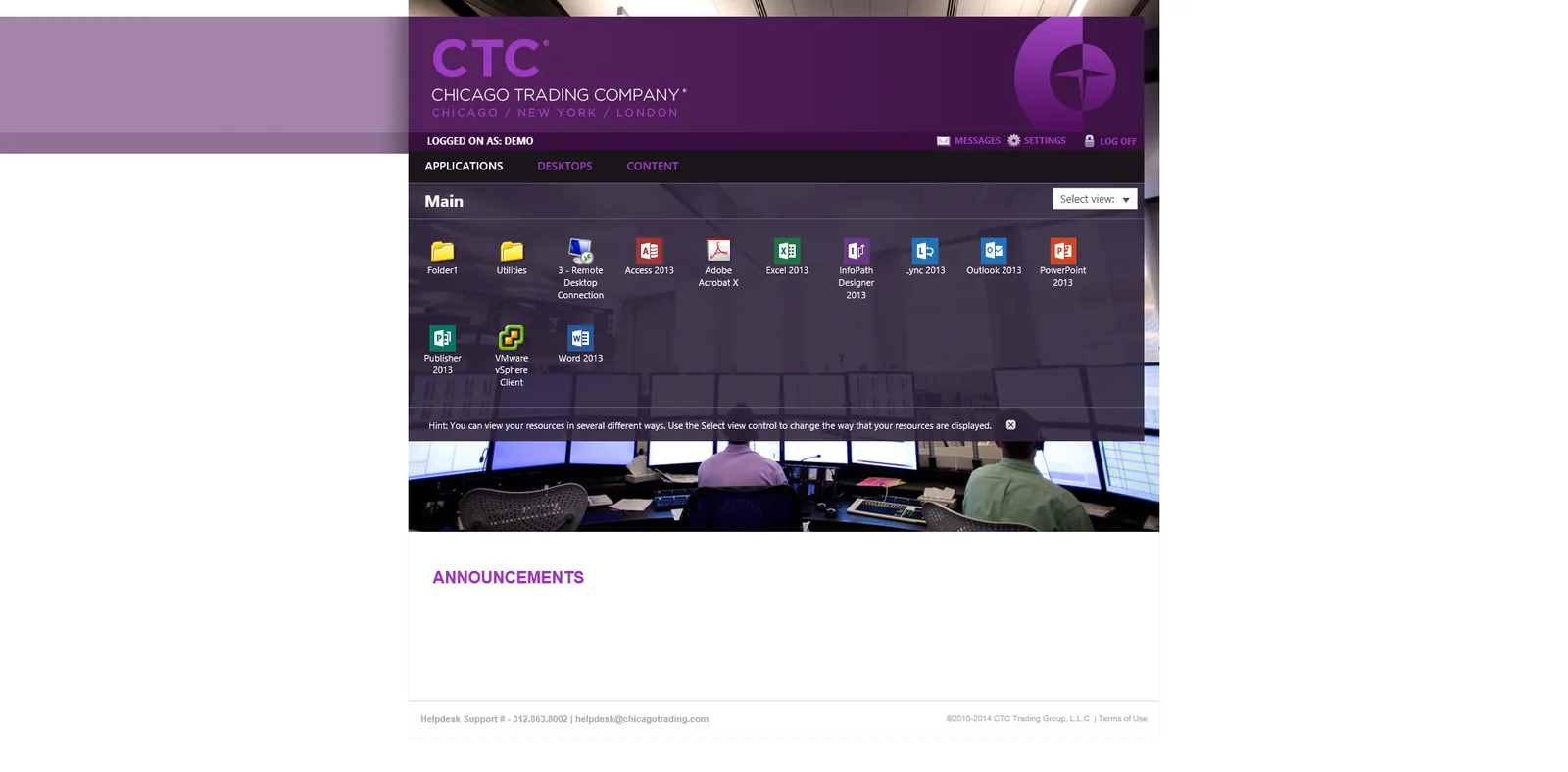 Chicago Trading Company: Web Interface: Citrix Web Interface screenshot