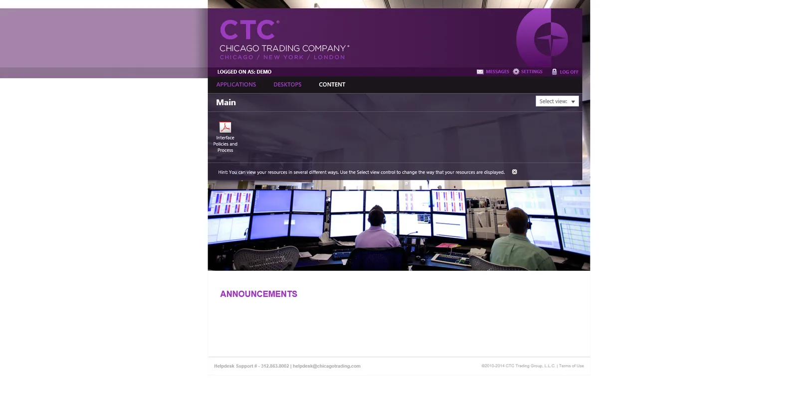 Chicago Trading Company: Web Interface: Citrix Web Interface screenshot 2