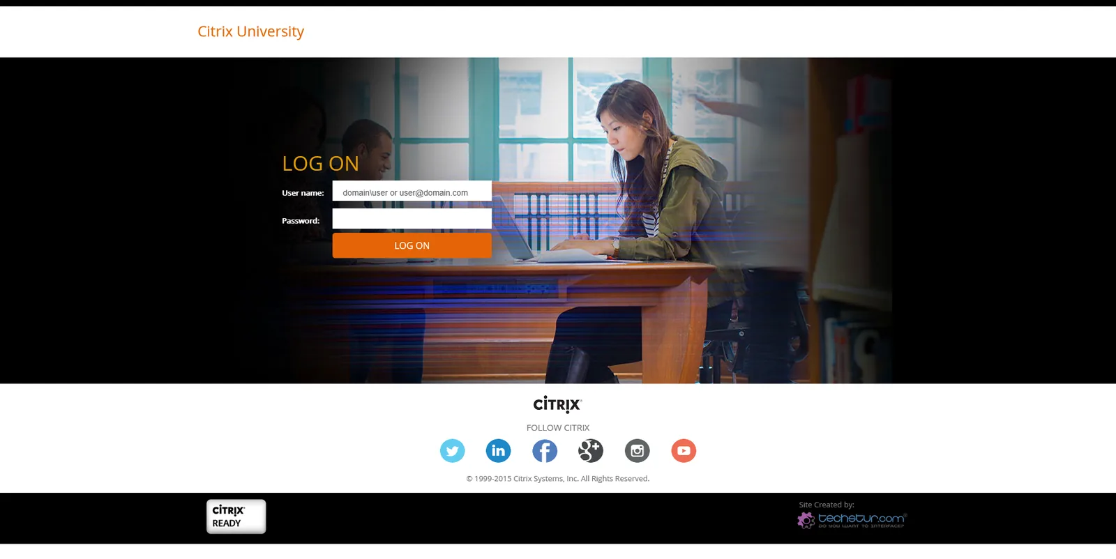 Citrix University: StoreFront: Citrix StoreFront login page