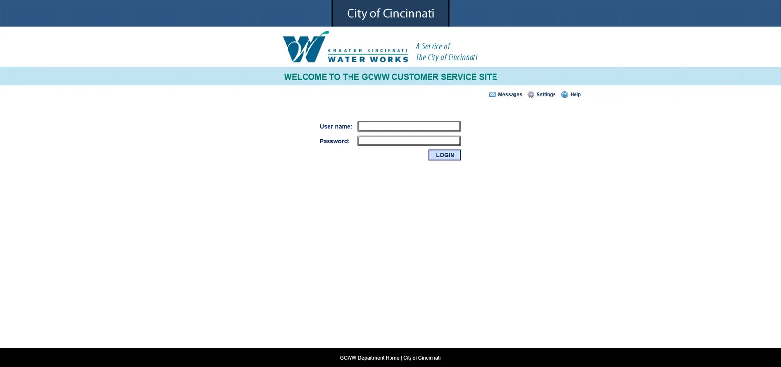 City of Cincinnati: Web Interface: Citrix Web Interface login page