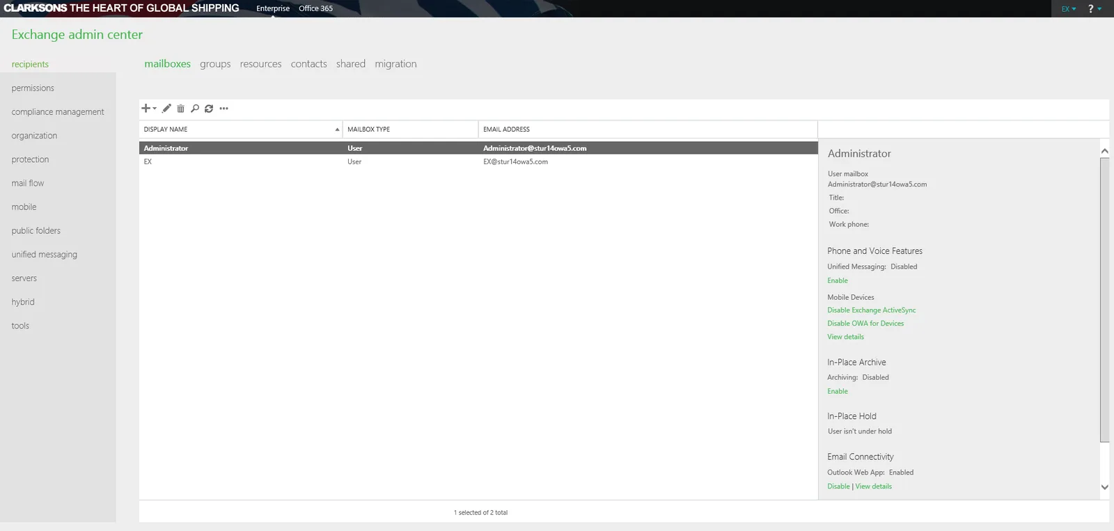 Clarksons: OWA: Microsoft OWA screenshot 3