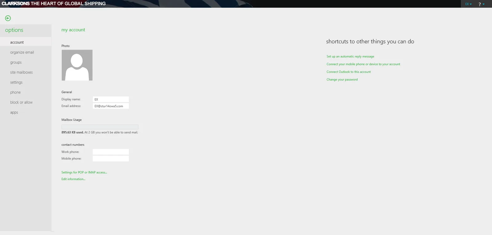 Clarksons: OWA: Microsoft OWA screenshot 4