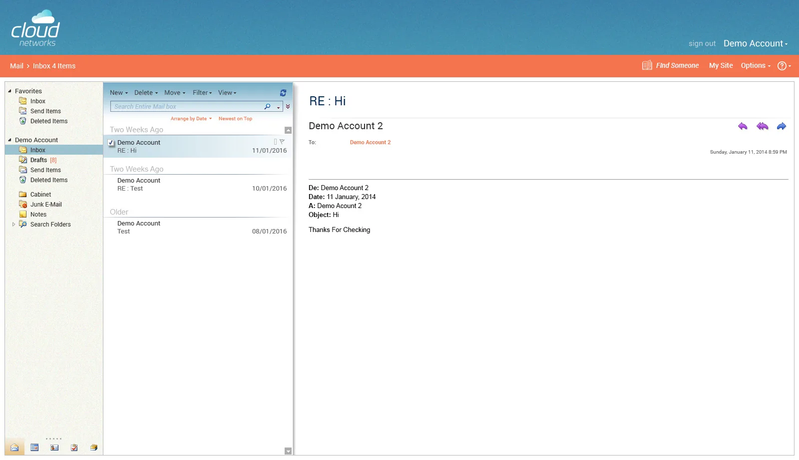 Cloud Networks: OWA: Microsoft OWA screenshot 5