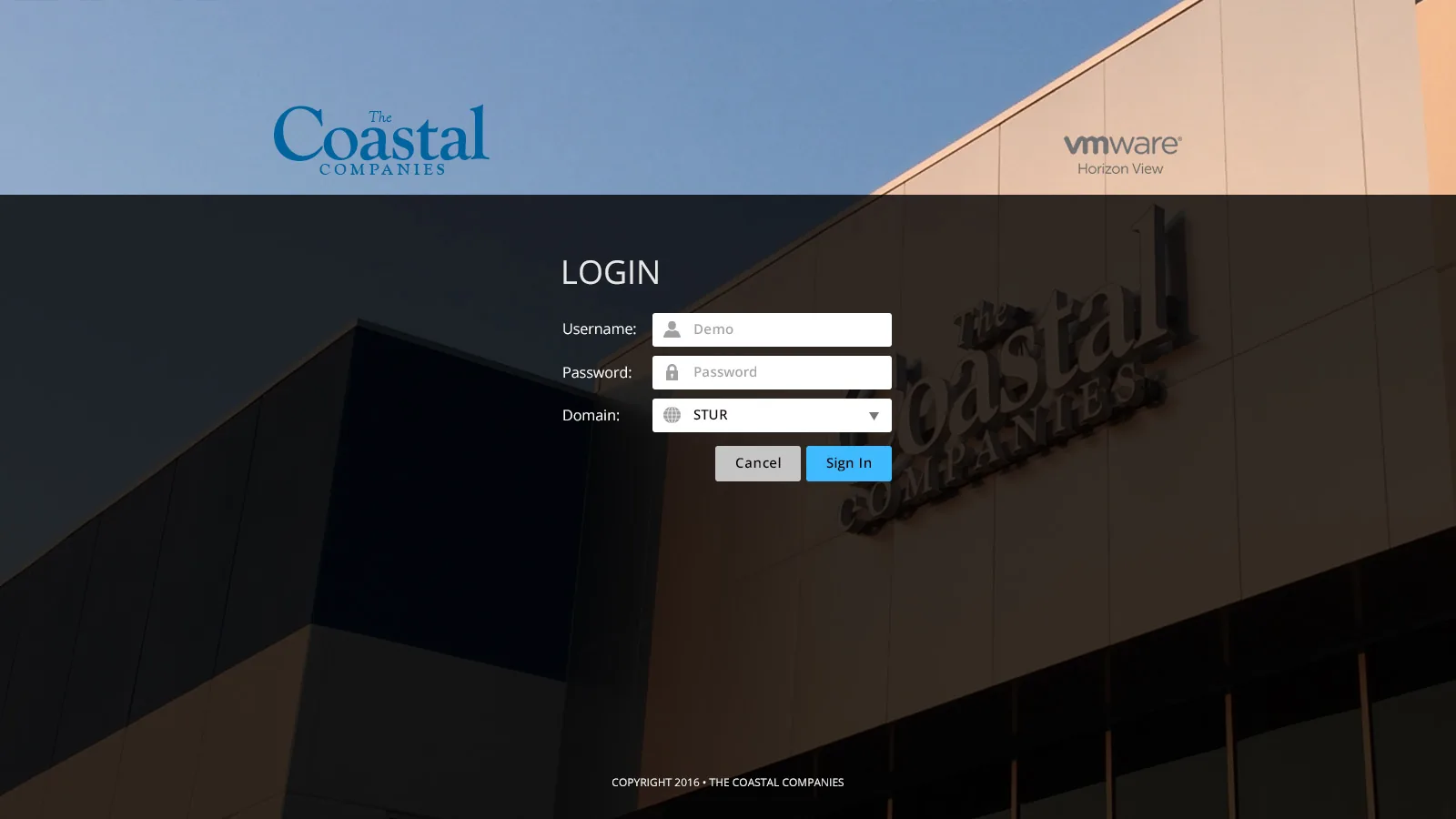 Coastal: VMware: VMware login page
