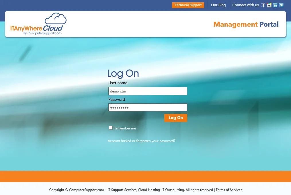 ComputerSupport.com: Cloud Portal: Citrix Cloud Portal login page