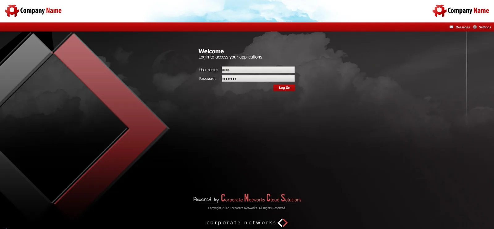 Corporate Networks: Web Interface: Citrix Web Interface login page