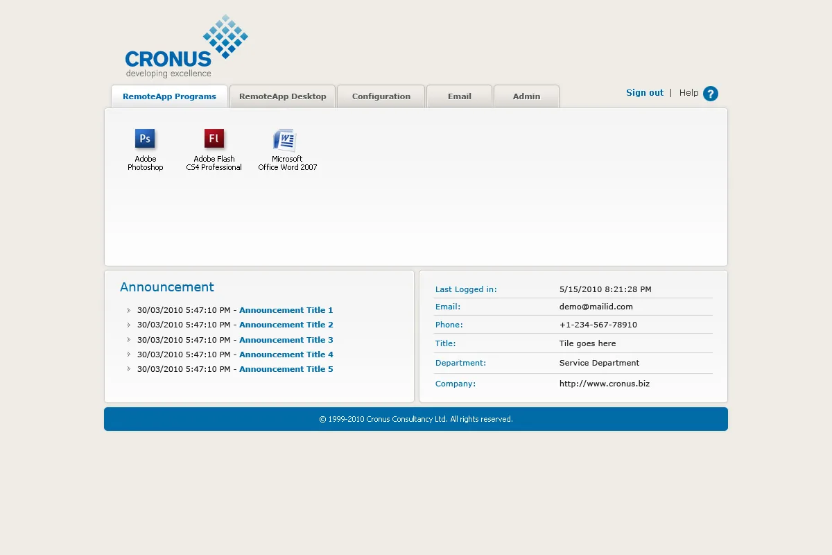 Cronus Consultancy Ltd: RD Web: Microsoft RD Web screenshot 2
