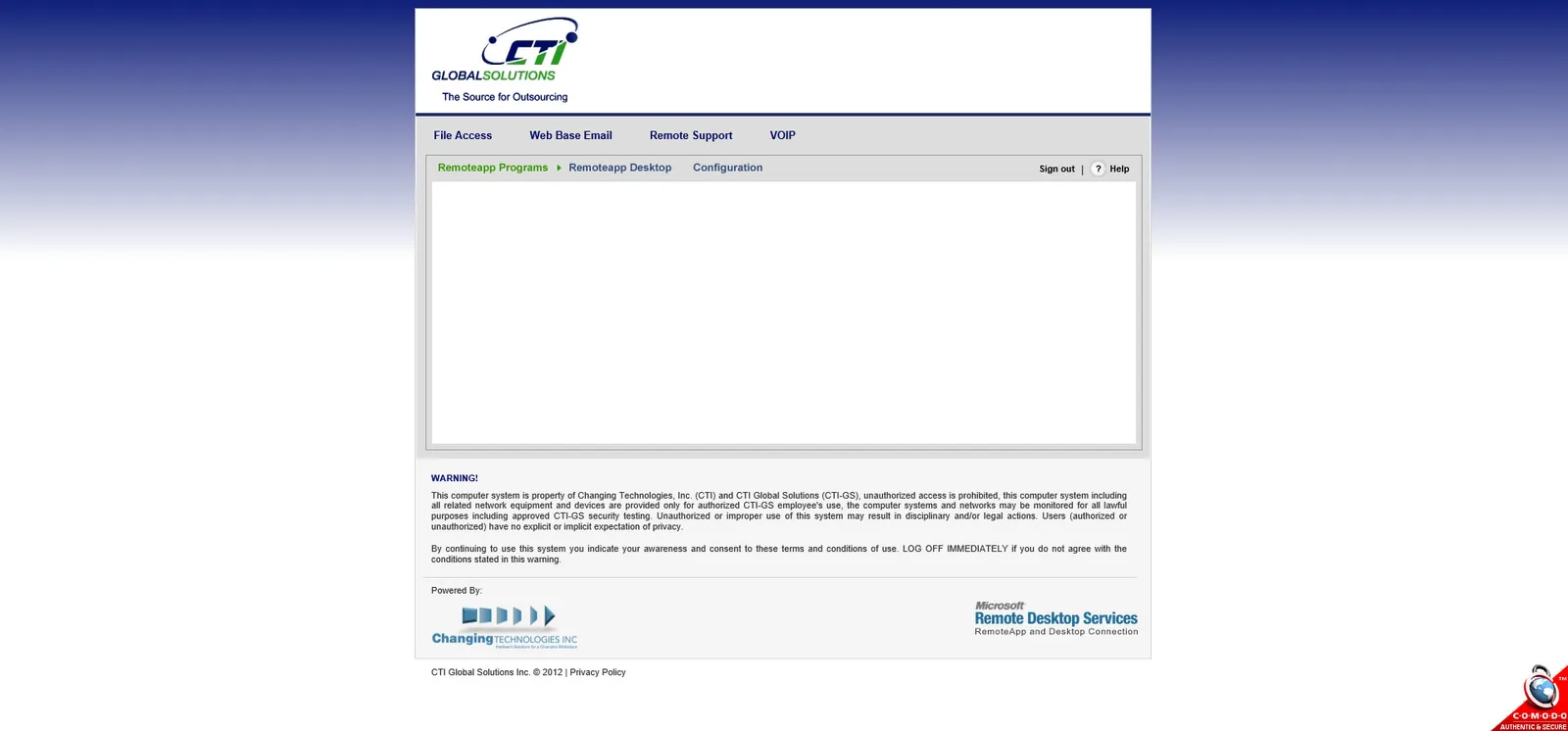 CTI Global Solutions: RD Web: Microsoft RD Web screenshot 2