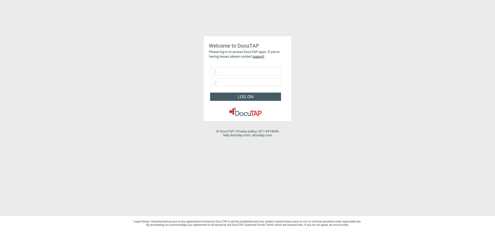 DocuTap: Web Interface: Citrix Web Interface login page