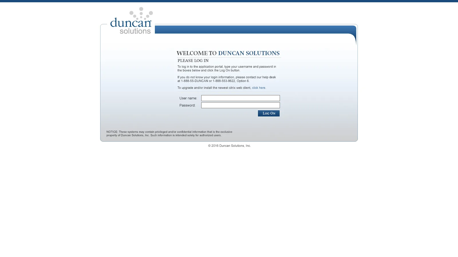 Duncan Solutions: StoreFront: Citrix StoreFront login page
