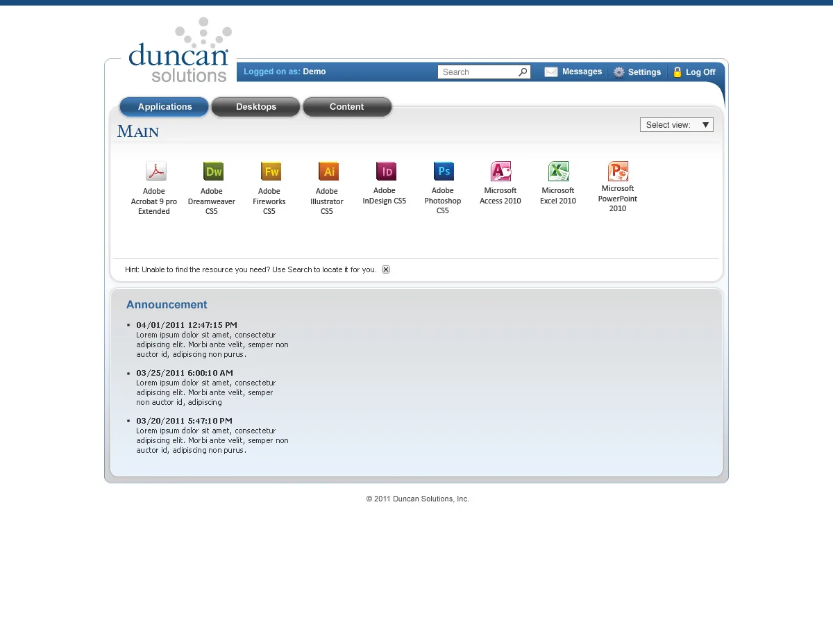 Duncan Solutions: Web Interface: Citrix Web Interface screenshot 2