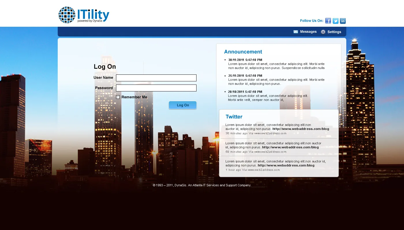 DynaSis: Web Interface: Citrix Web Interface login page
