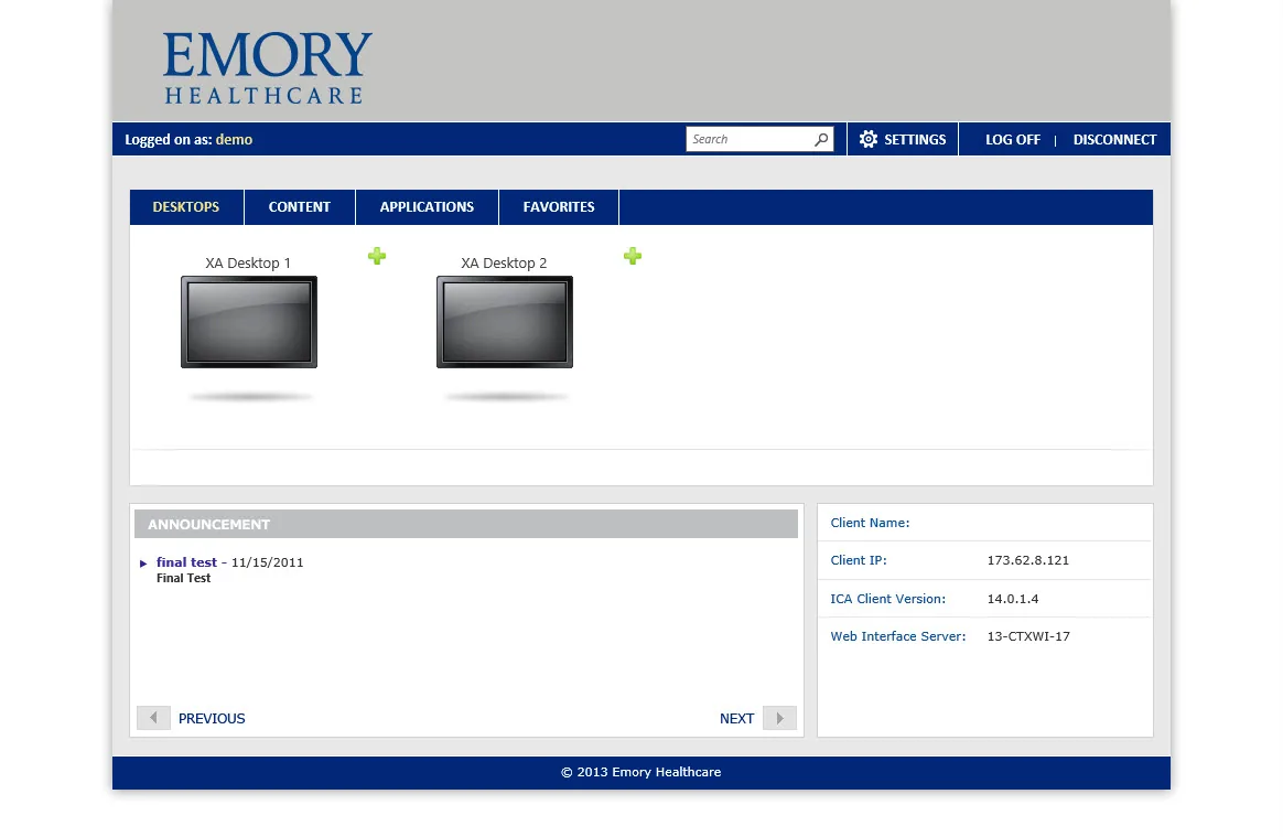 Emory Healthcare: Web Interface: Citrix Web Interface screenshot 3
