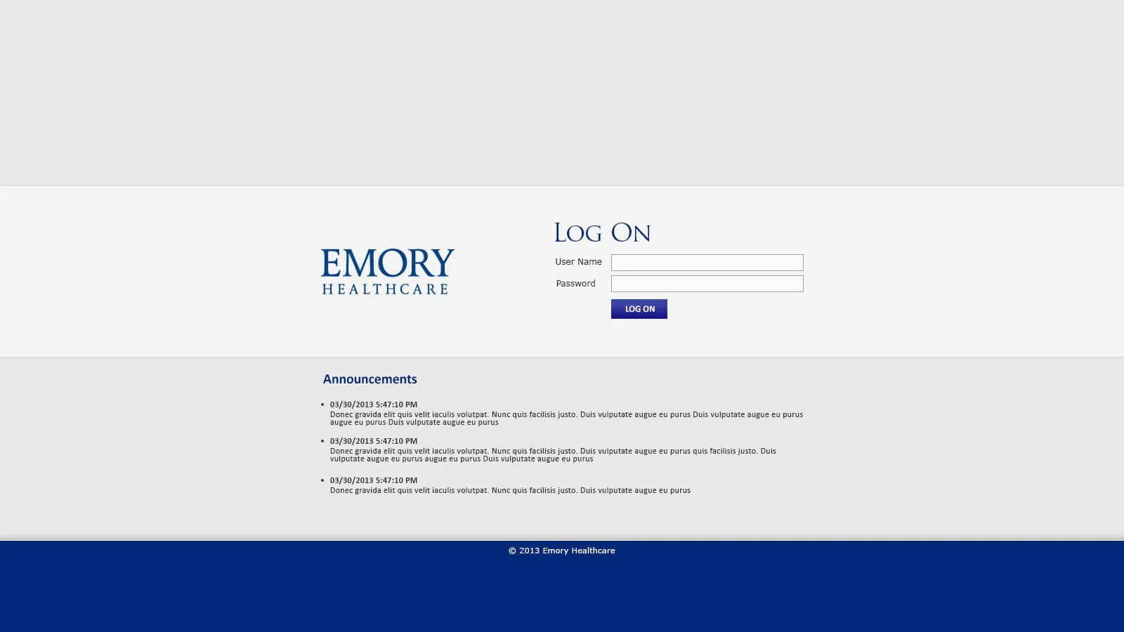 Emory Healthcare: StoreFront: Citrix StoreFront login page
