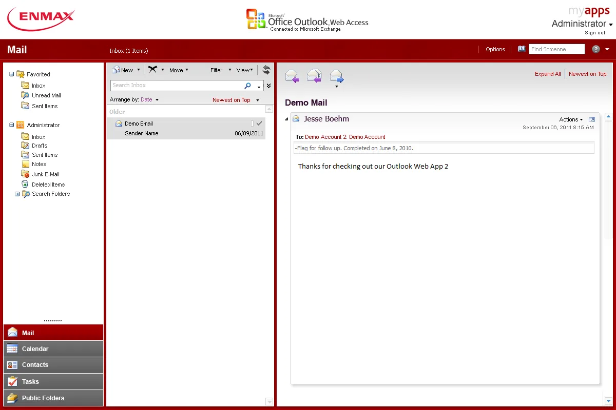 Enmax: OWA: Microsoft OWA screenshot 2