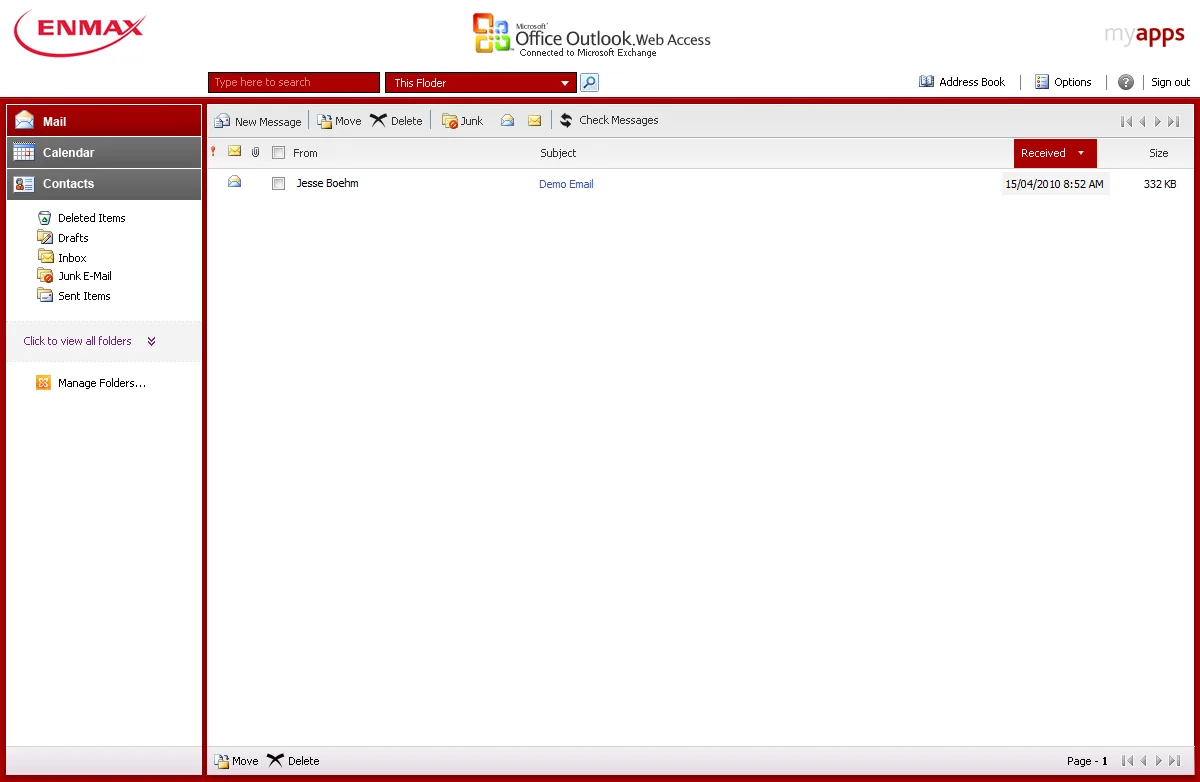 Enmax: OWA: Microsoft OWA screenshot 3