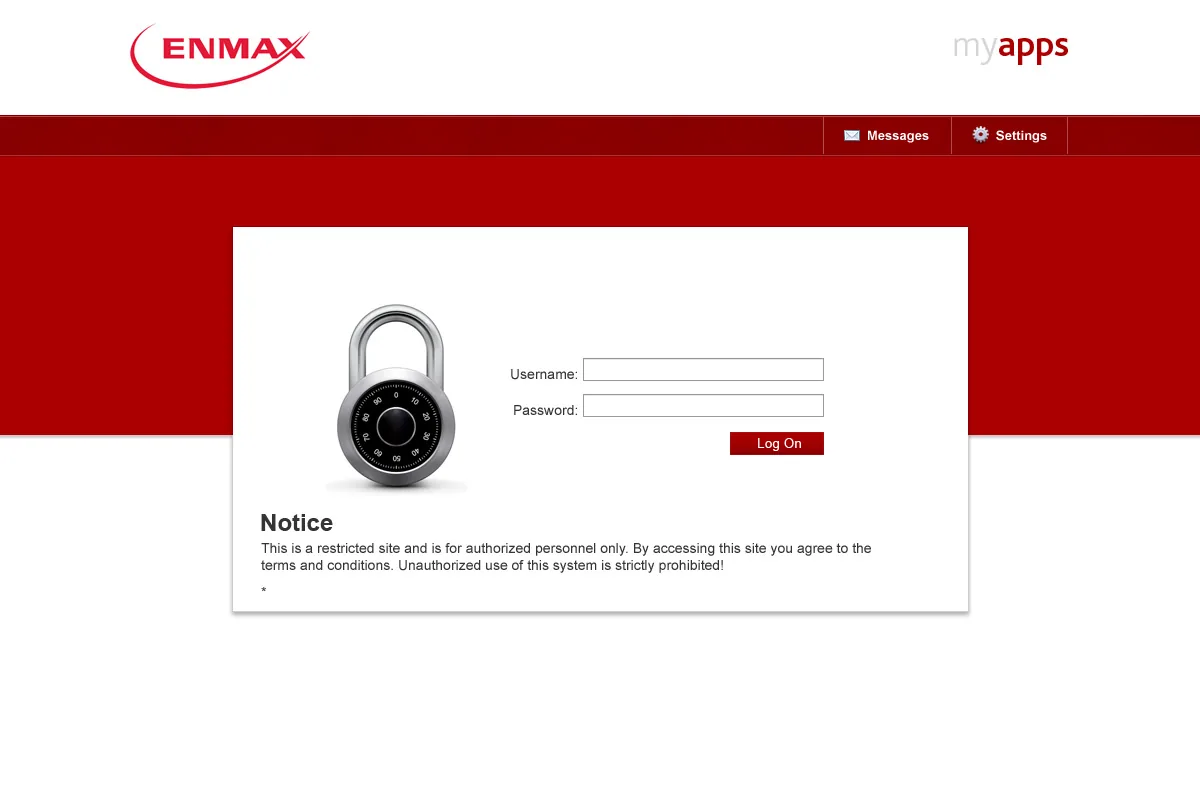 Enmax: Web Interface: Citrix Web Interface login page