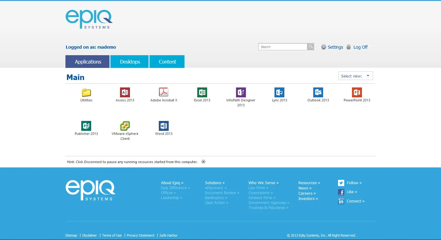 Epiq Systems: Web Interface: Citrix Web Interface screenshot 2