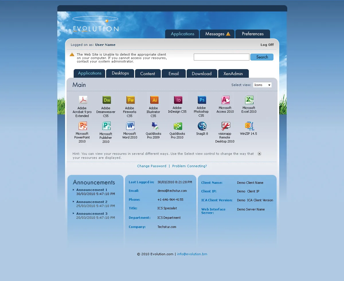 Evolution: Web Interface: Citrix Web Interface screenshot 2