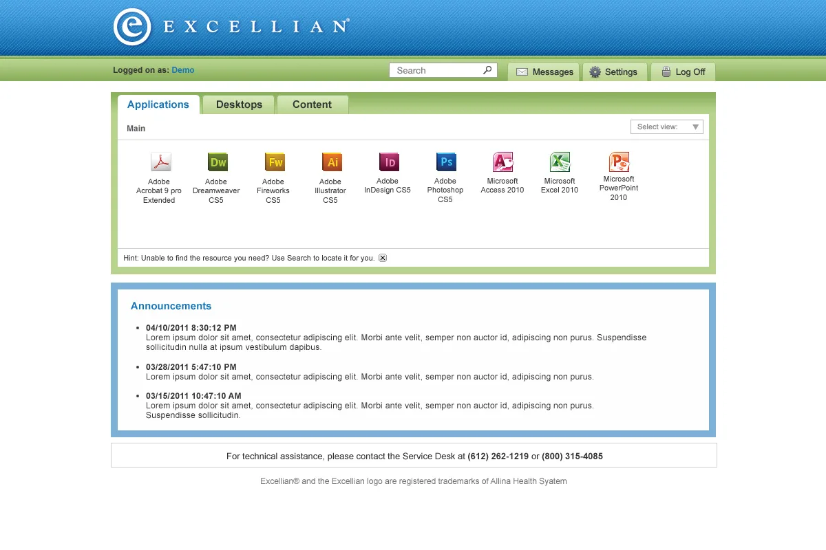 Excellian.net: Web Interface: Citrix Web Interface screenshot 2