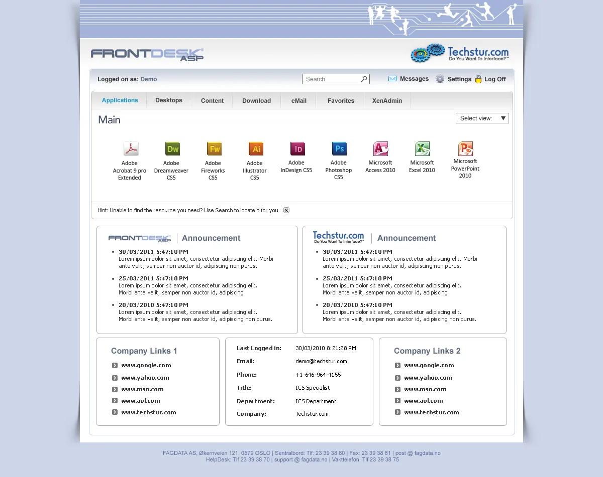 Fagdata AS: Web Interface: Citrix Web Interface screenshot 2