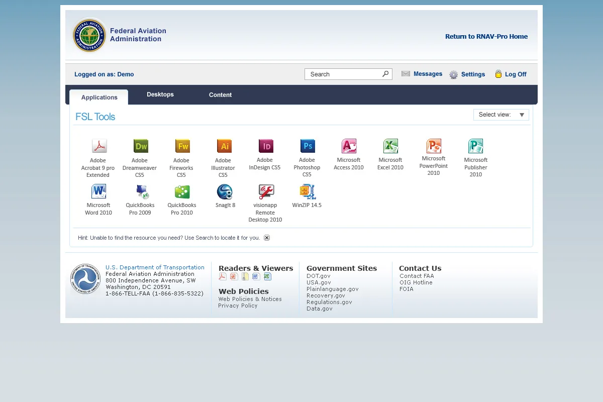 Federal Aviation Administration: Web Interface: Citrix Web Interface screenshot 6