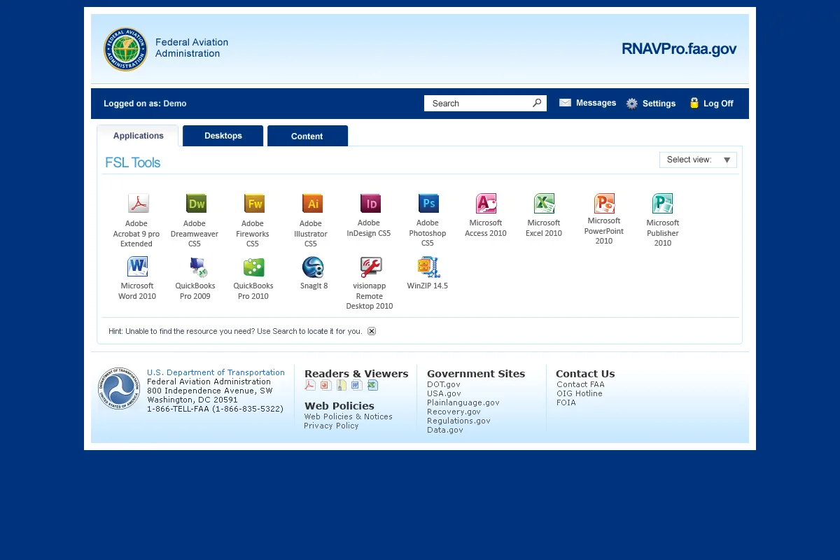 Federal Aviation Administration: Web Interface: Citrix Web Interface screenshot 2