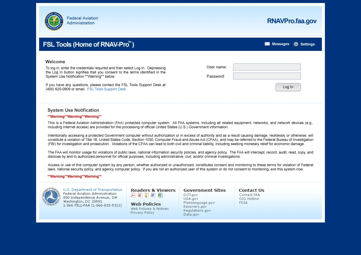 Federal Aviation Administration: Web Interface: Citrix Web Interface login page