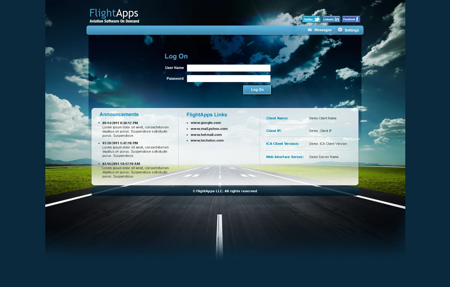 FlightApps: Web Interface: Citrix Web Interface login page