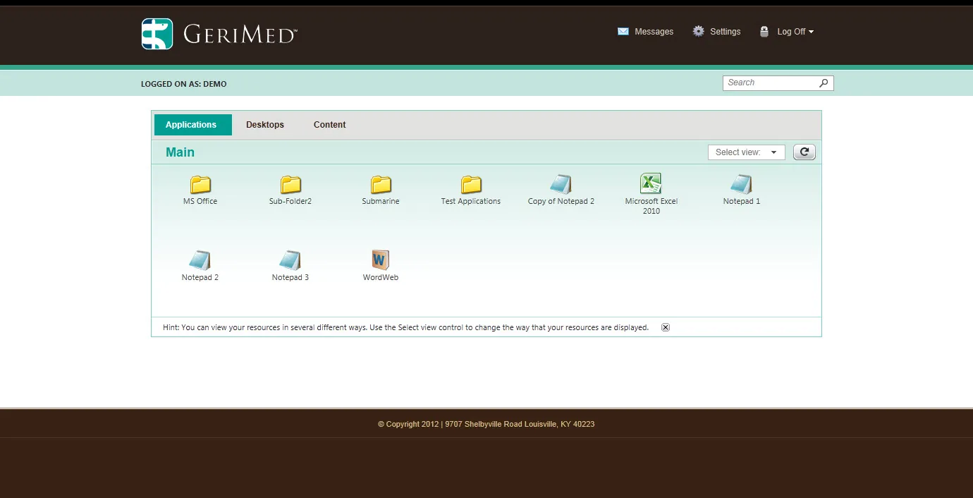 GeriMed: Web Interface: Citrix Web Interface screenshot 2