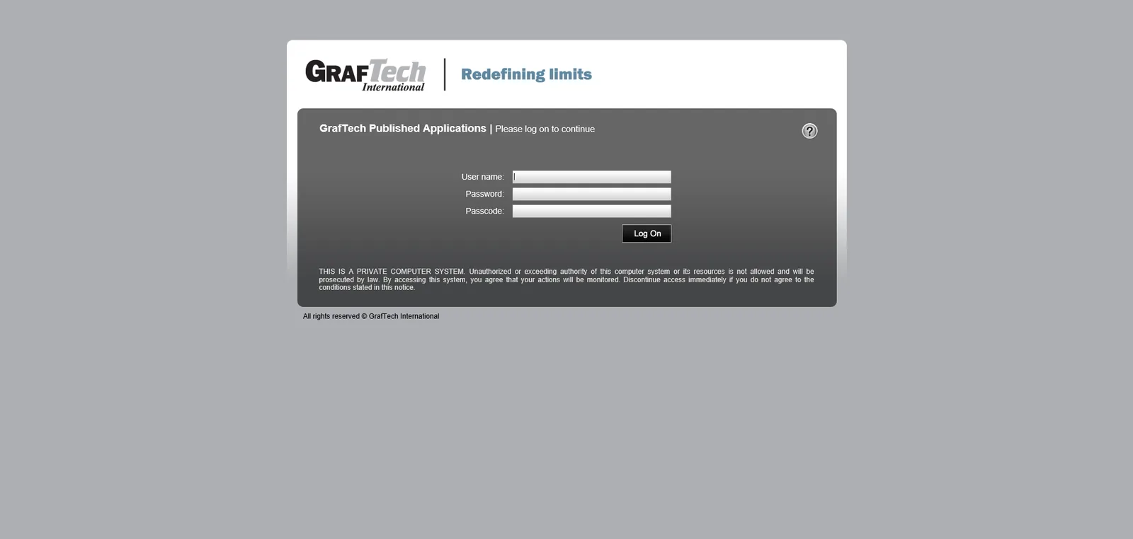 GrafTech: NetScaler: Citrix NetScaler login page